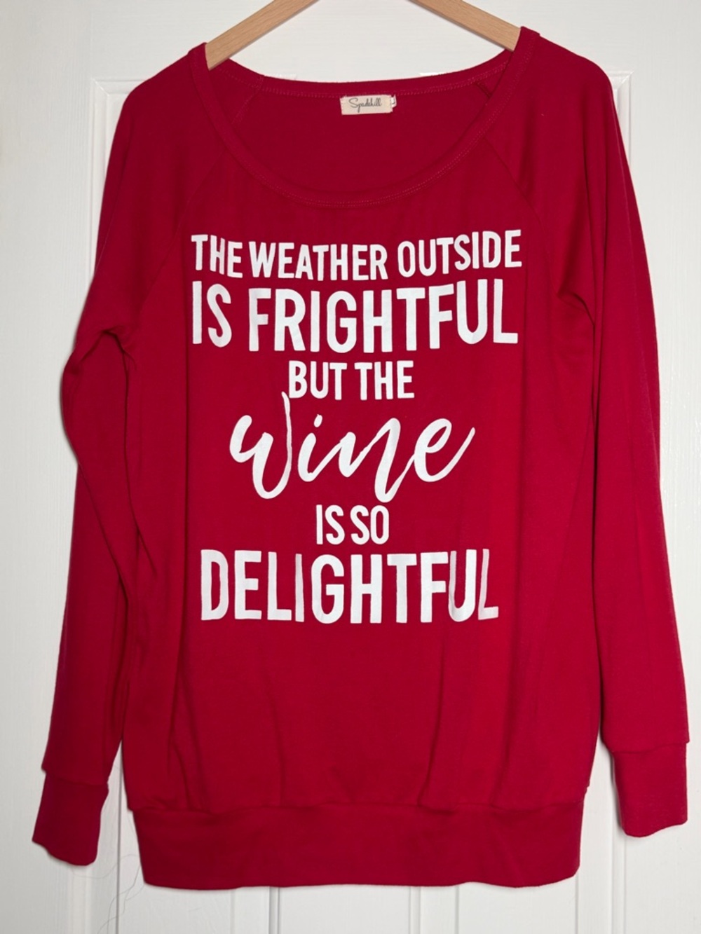 Spadehill Red Christmas Sweatshirt Wine Graphic Size Large